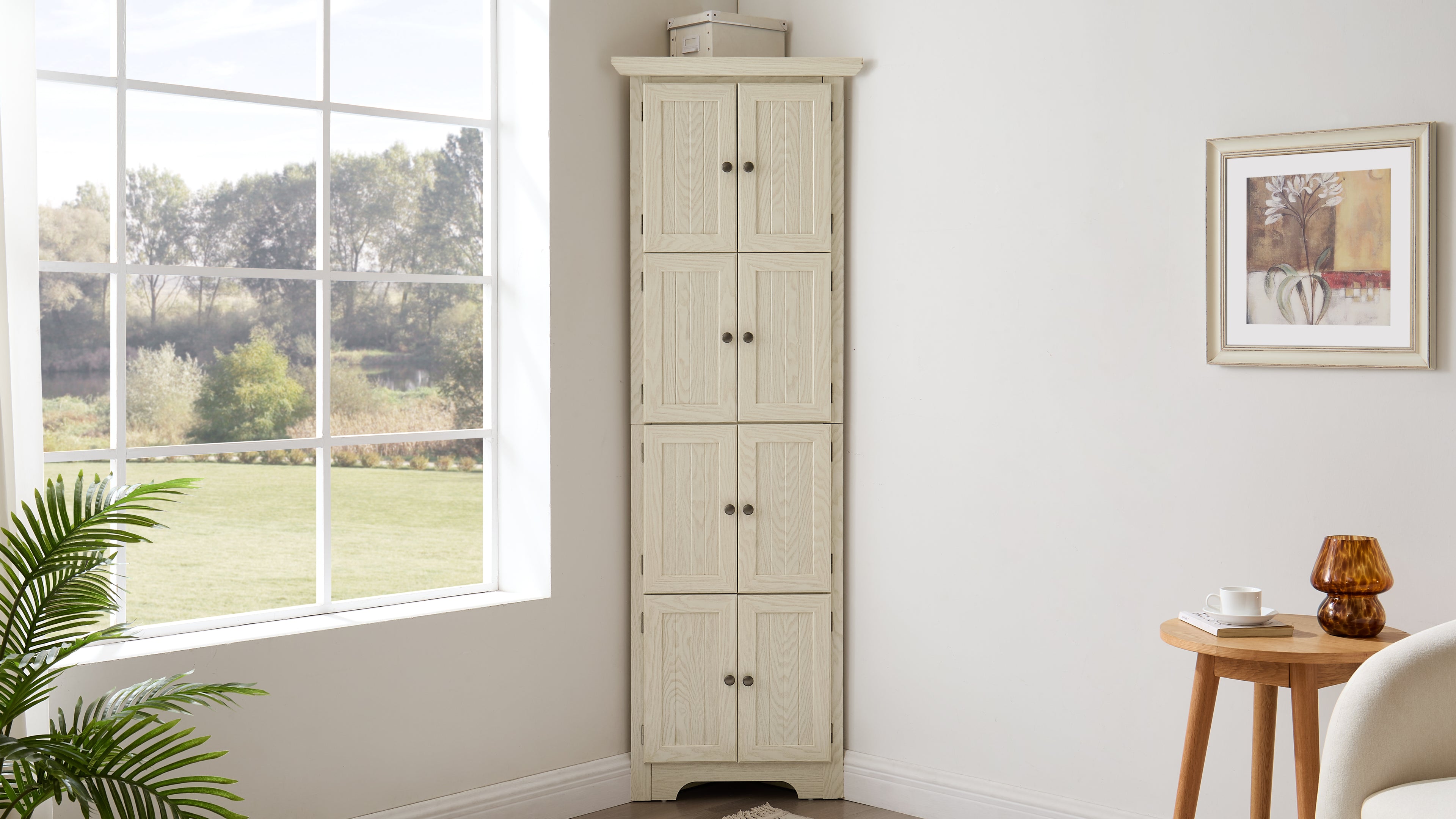 4-Tier 72" Corner Kitchen Pantry Storage Cabinet with 8 Doors