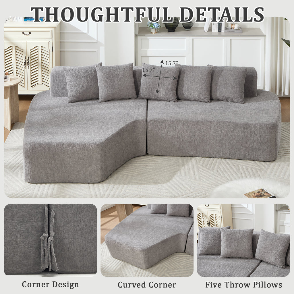 Compression Sectional Couch with Comfy Chaise