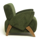 Velvet Fabric Lounge Chair with Birch Legs