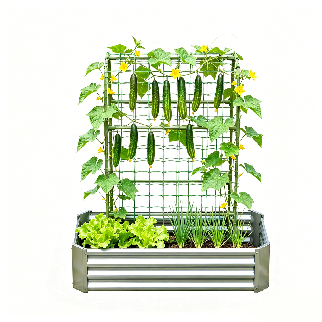 2-in-1 Raised Garden Bed with Trellis