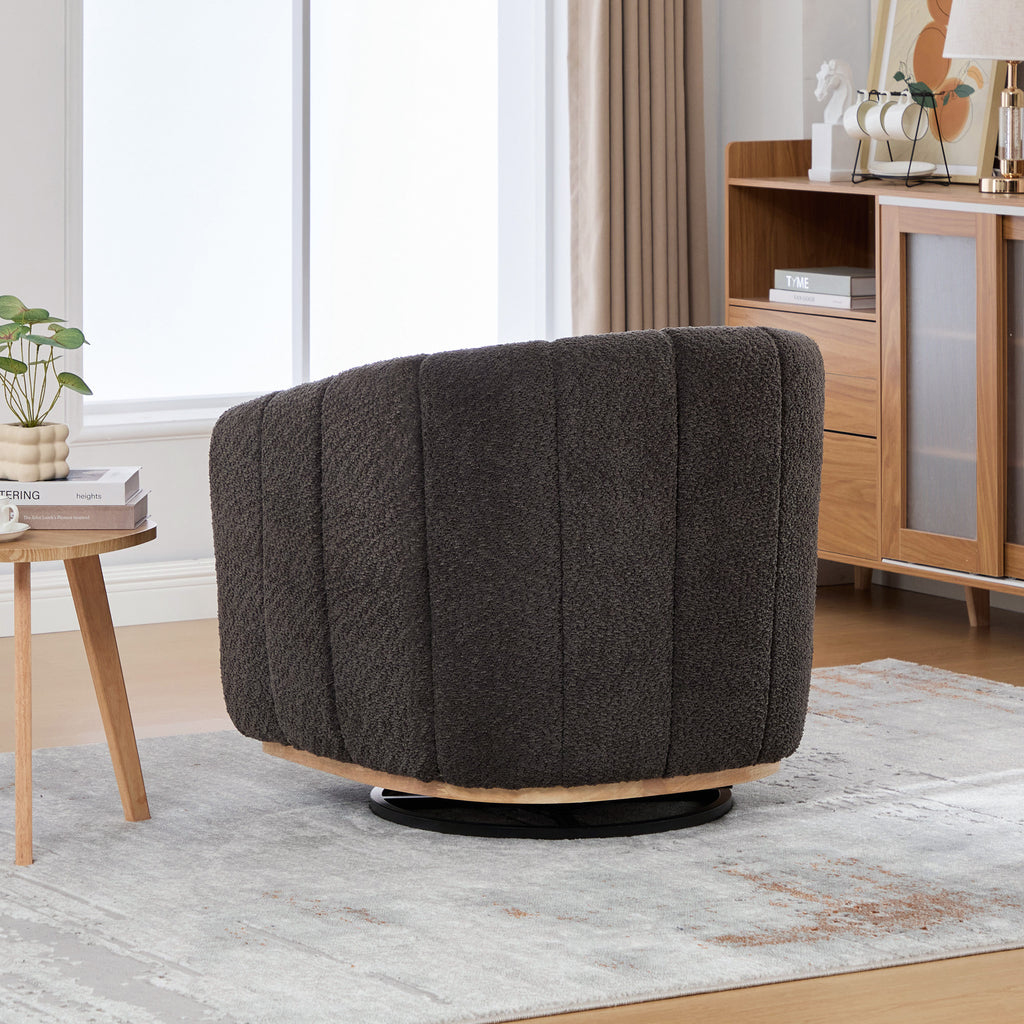 31.89" Wide Modern Chenille Cushioned Metal Base 360° Swivel Chair
