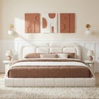 King Size Boucle Upholstered Platform Bed with Tufted Headboard