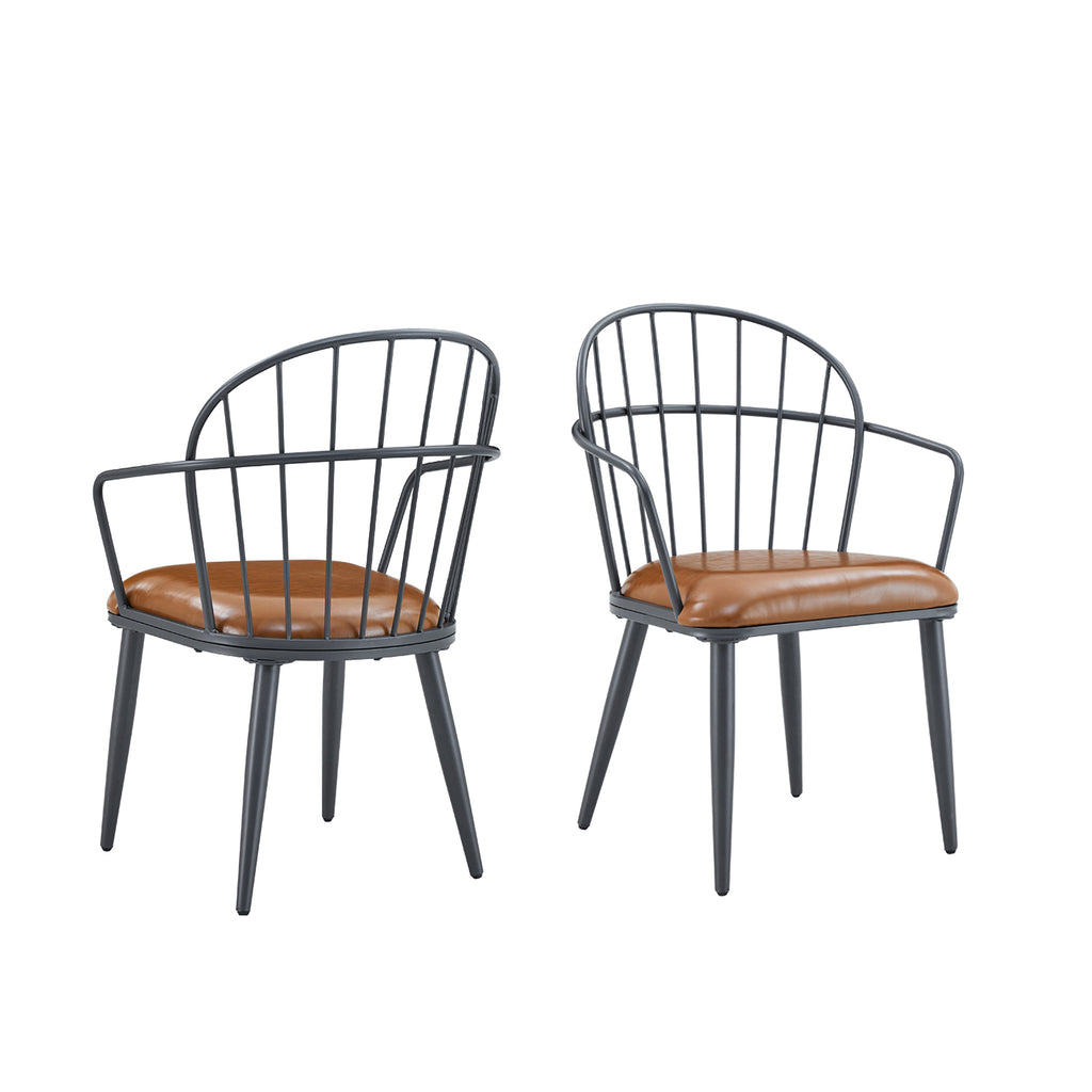 Indoor Upholstered Dining Chair With Metal Legs (Set of 2)