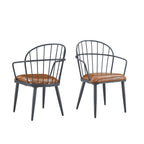 Indoor Upholstered Dining Chair With Metal Legs (Set of 2)