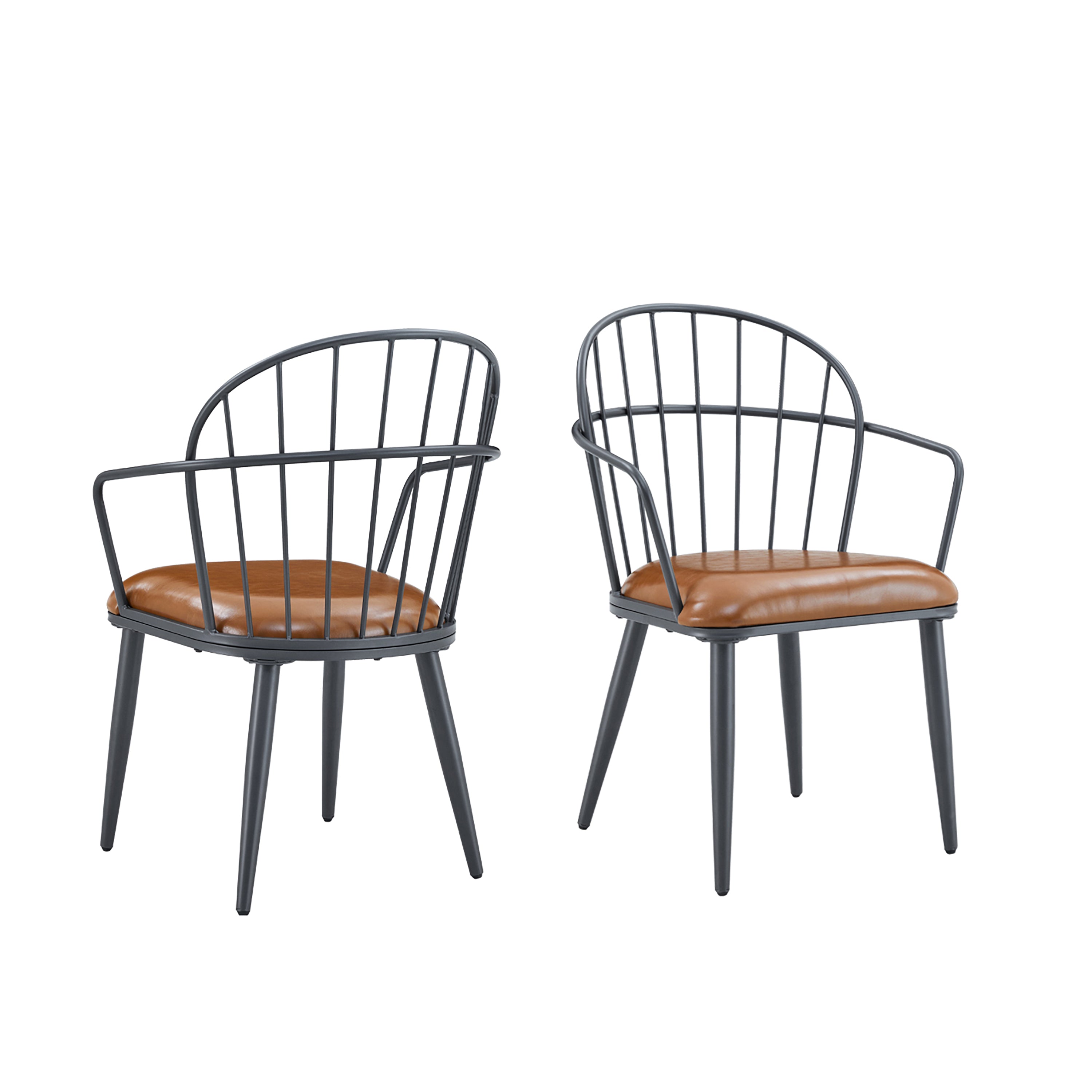 Indoor Upholstered Dining Chair With Metal Legs (Set of 2)