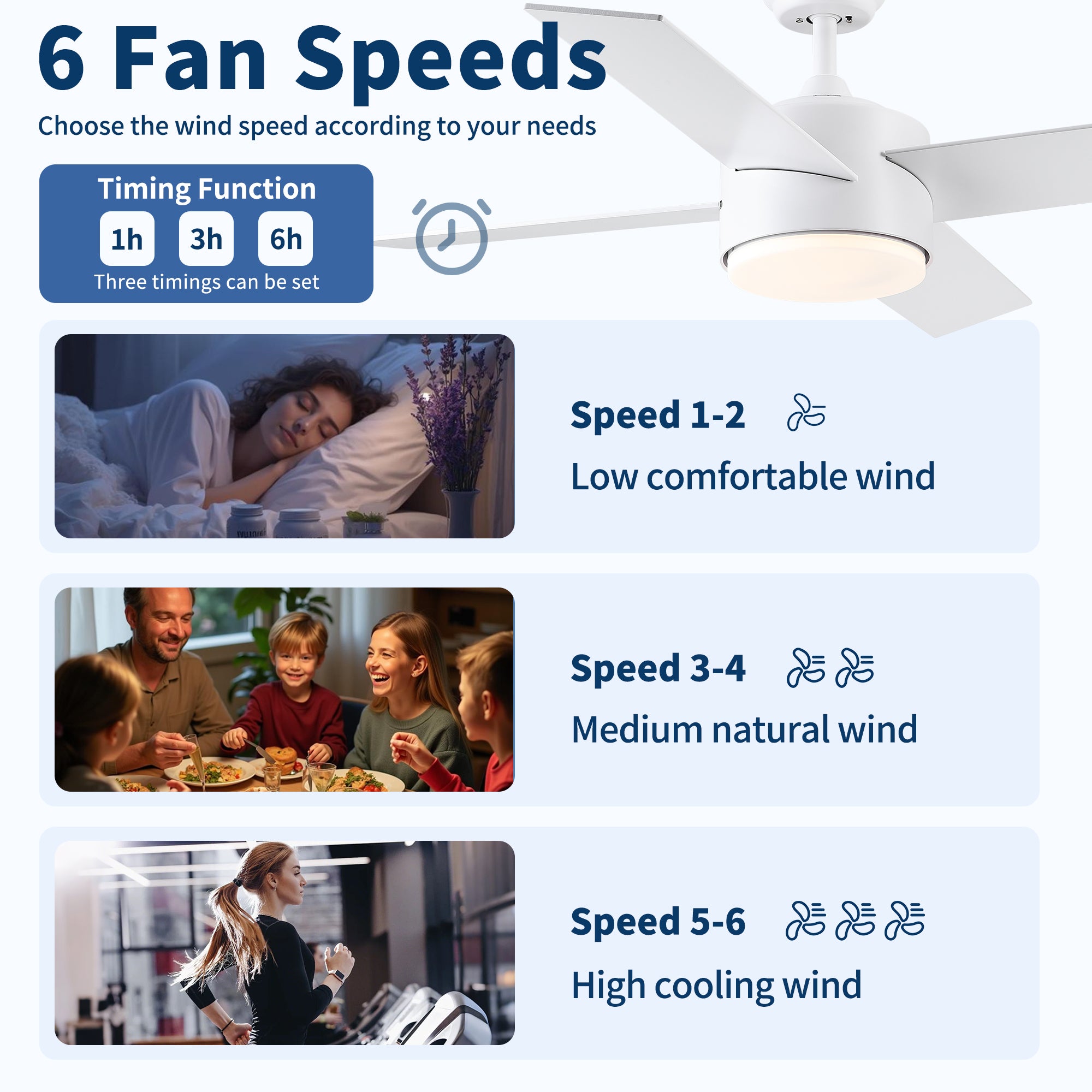 44" Ceiling Fan with Lights & Remote - Matte Finish