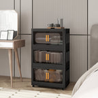 Black 24" Side Wide Folding Storage Cabinet - 5 Tiers