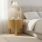 Round Fluted Side Table with Storage