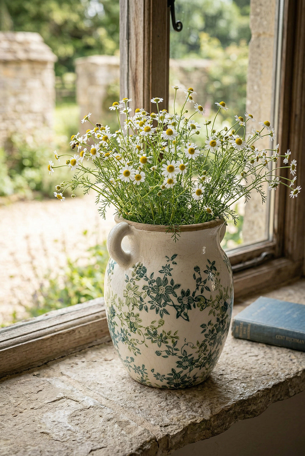 Floral Twin-Handle Vase