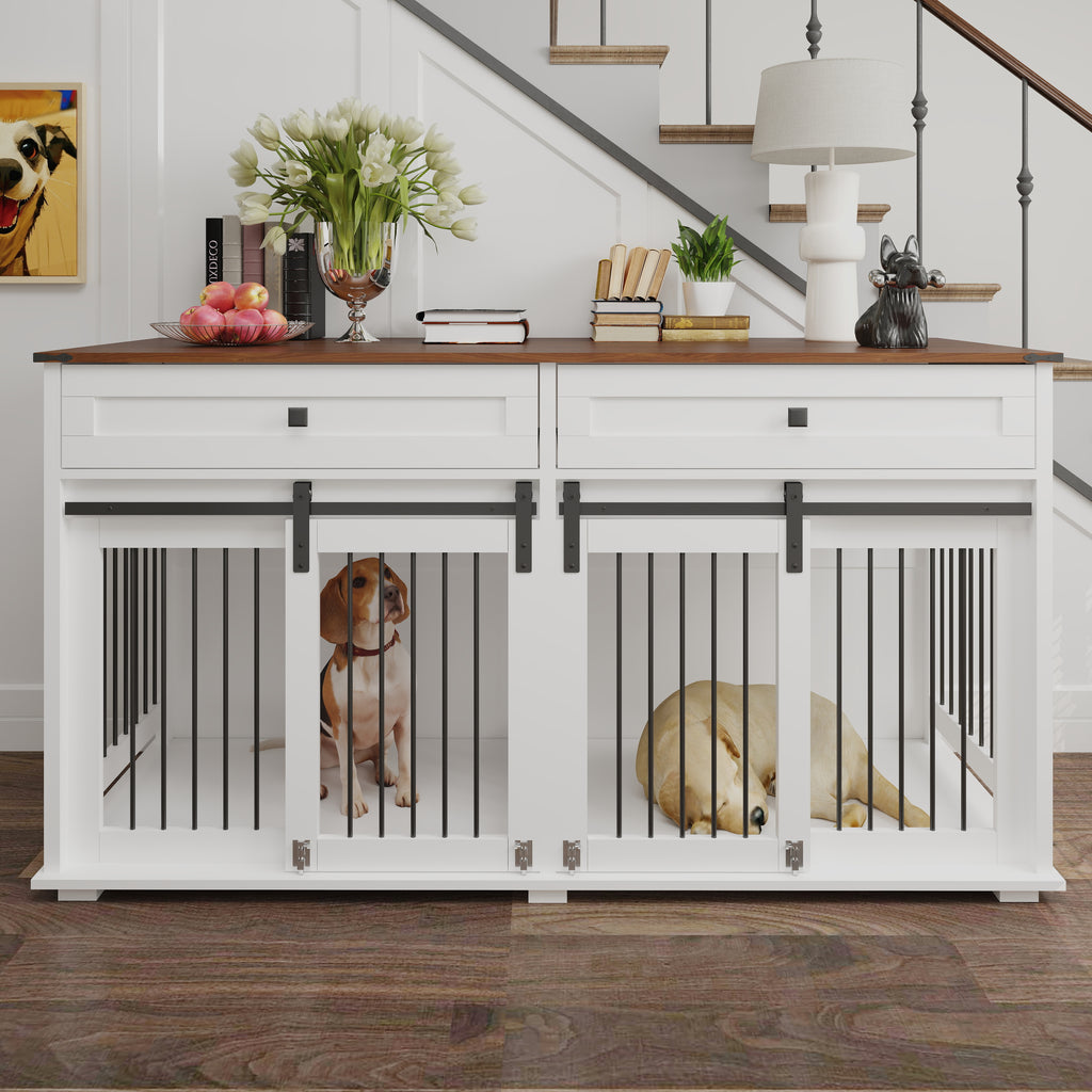 63" Large Dog Crate Furniture for Double Dogs