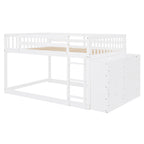 Full Over Full Bunk Bed with 4 Drawers and 3 Shelves - White