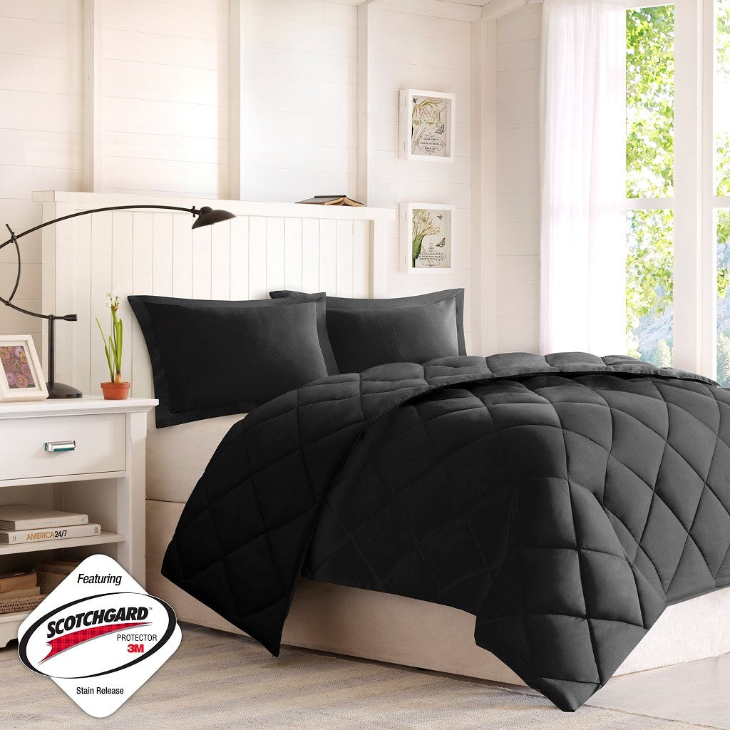 Full/Queen 3M Scotchgard Diamond Quilting Reversible Comforter Set