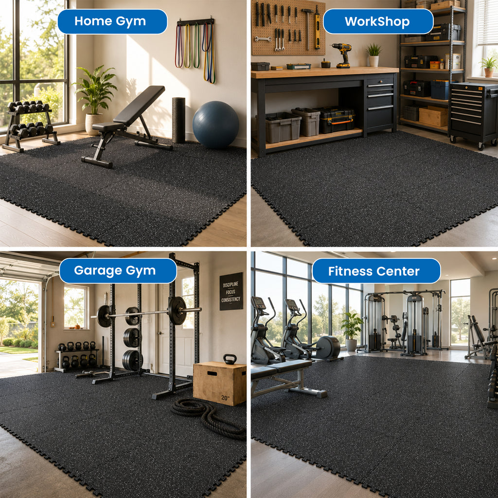 0.79 Inch Thick Gym Floor Mats, 12 Tiles
