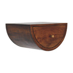 Solid Wood Chestnut Crescent Floating Nightstand, 1-Drawer