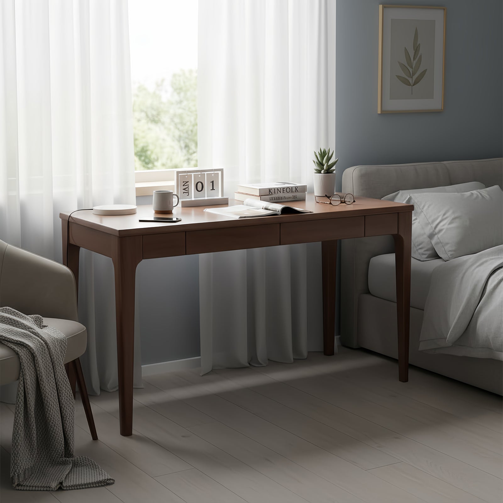 Solid Wood Desk with Drawers