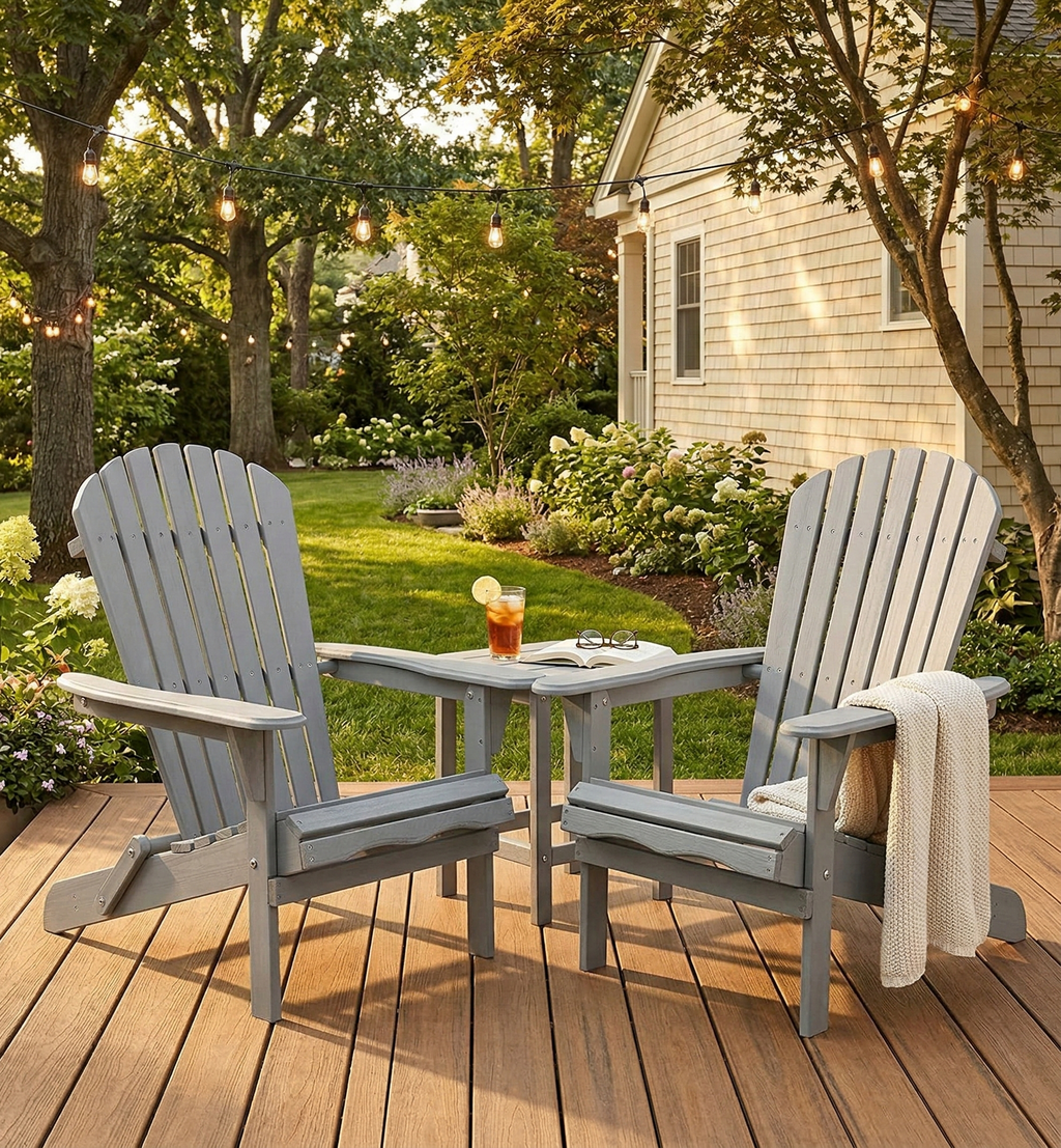 Wood Lounge Patio Chair Set of 2
