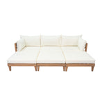 TOPMAX Outdoor Large 96.3" W Daybed Acacia Wood 6-Piece Patio Sofa Set