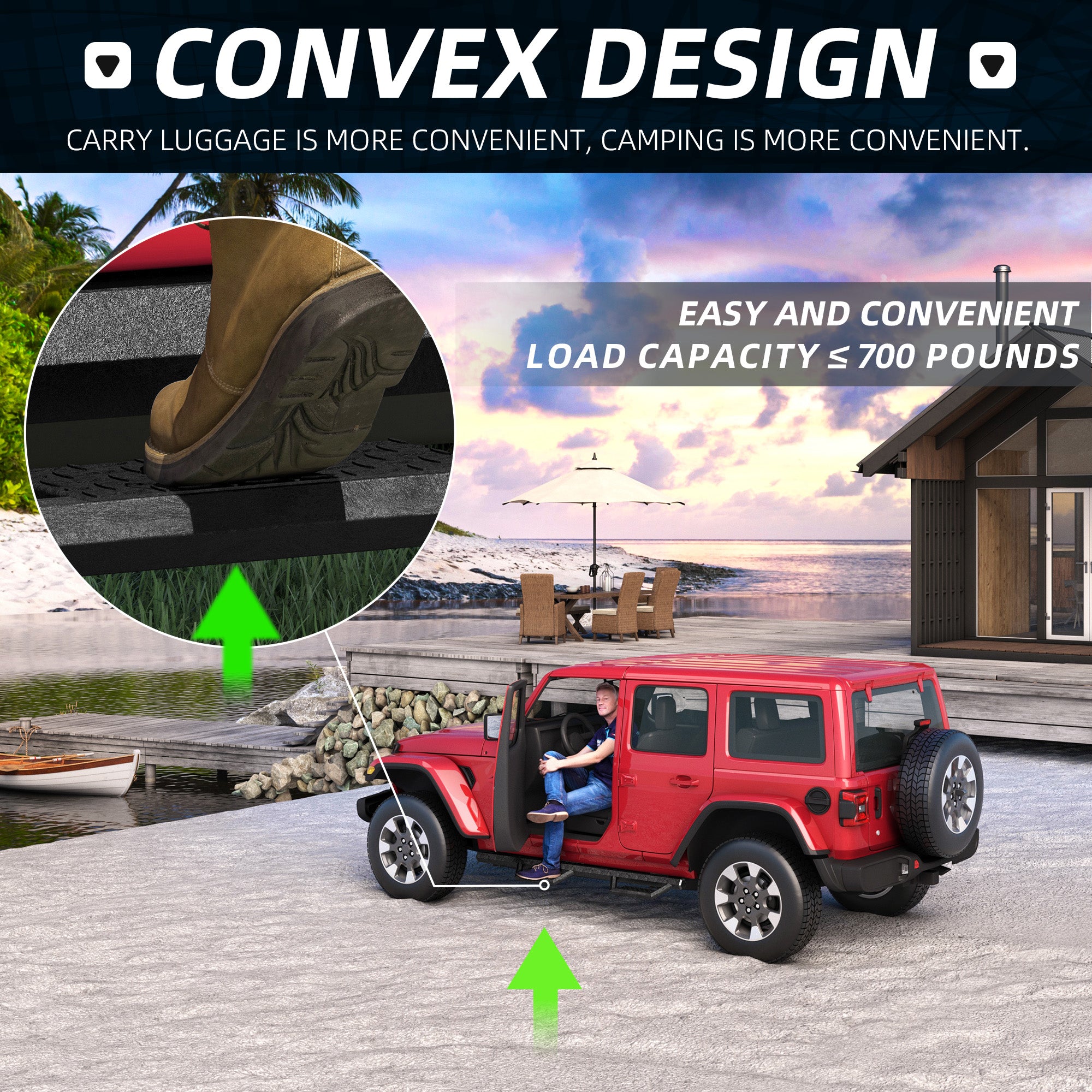 Two Stairs Running Boards Side Steps For Jeep Wrangler JK