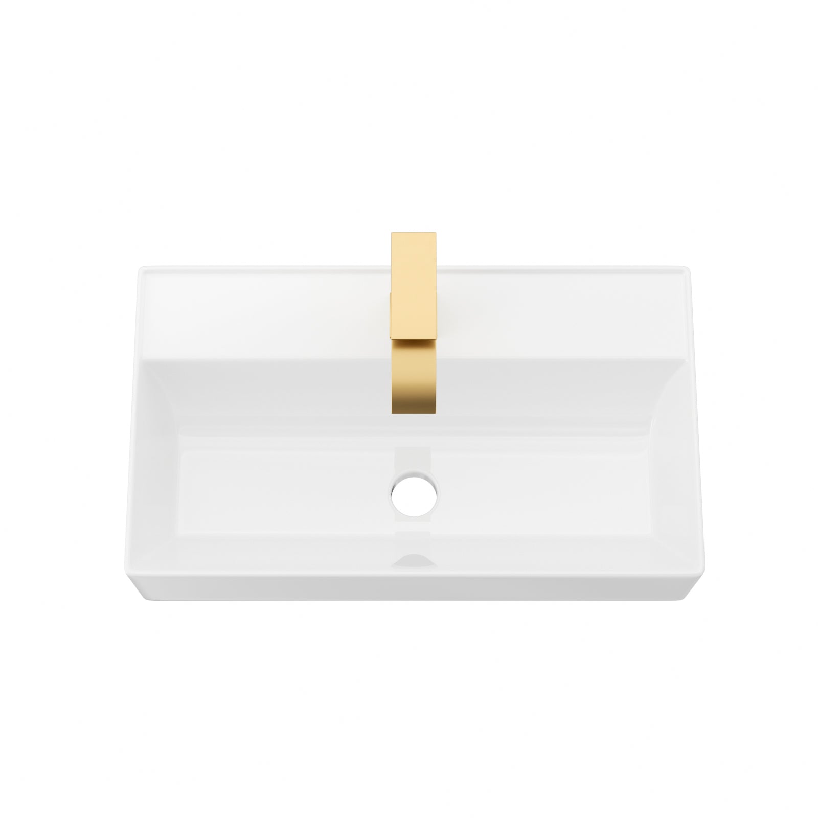 21"x12" Wall-Mounted Rectangular Ceramic Bathroom Sink