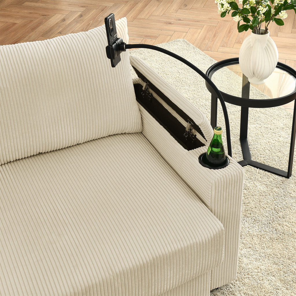 U-Shaped Couch with Storage and 2 Ottomans