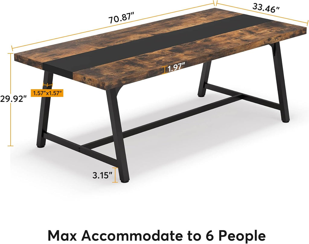 Modern Rectangular Conference Table for 6-8 People