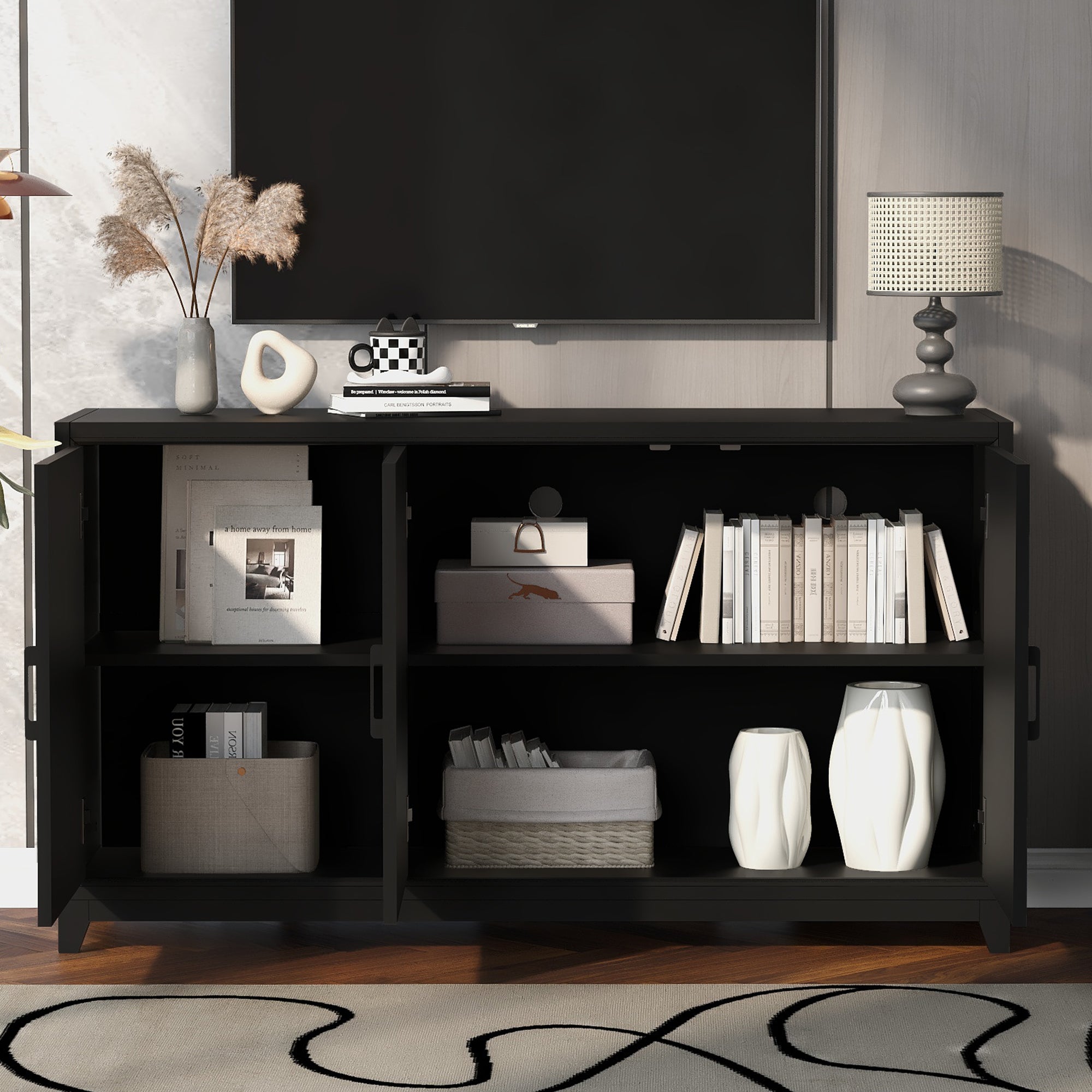 TV Stand for TVs up to 65 Inches, Modern Entertainment Center Media Console Cabinet