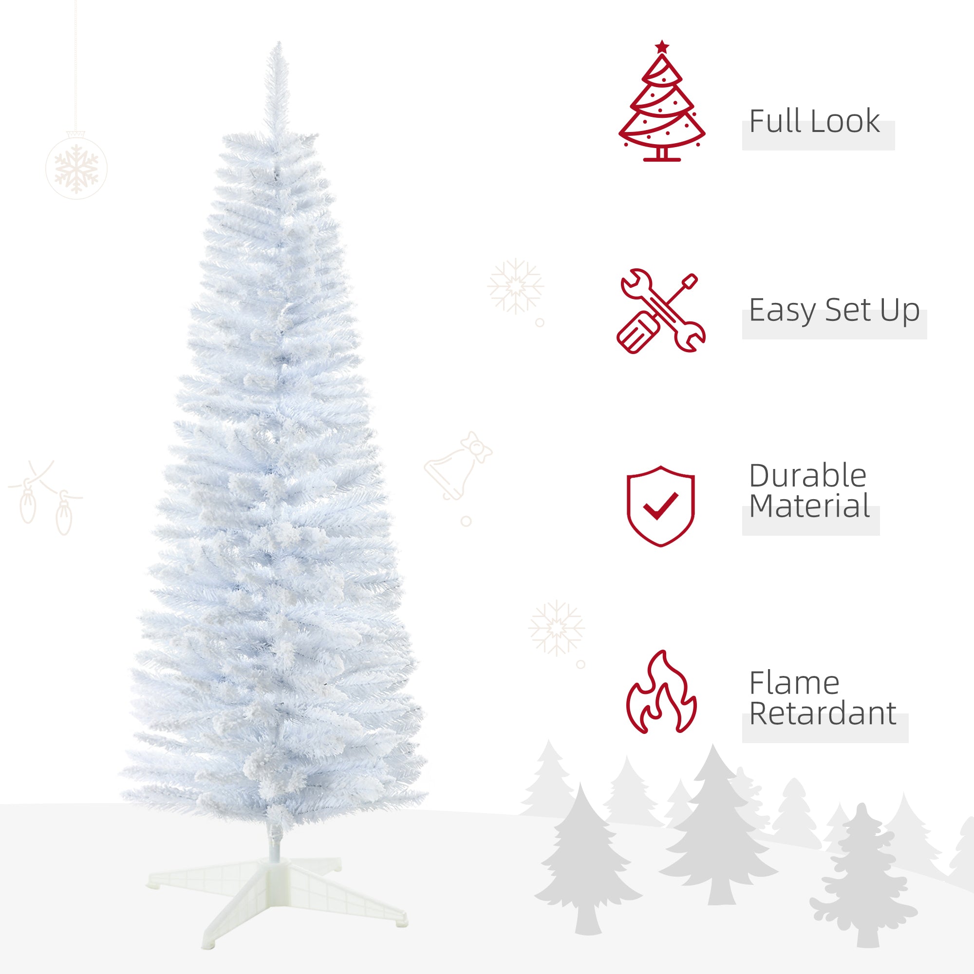 HOMCOM 5' Snow Flocked Artificial Pencil Christmas Tree