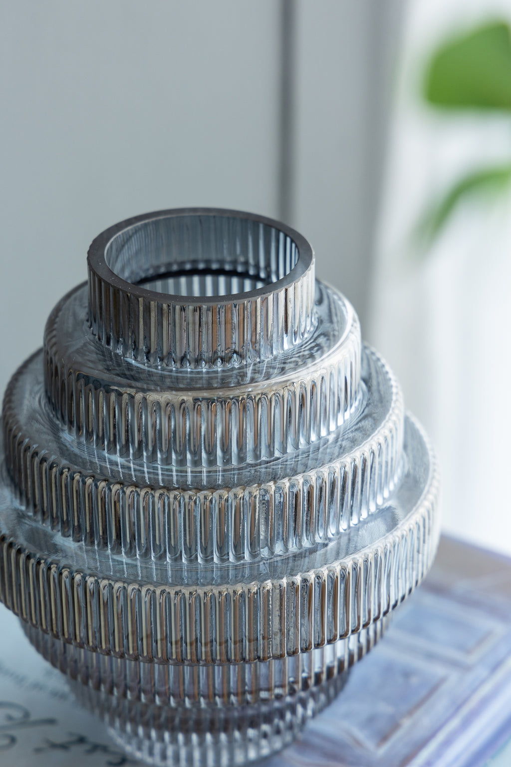 Multi-Tiered Geometric Vase with Smoked Finish