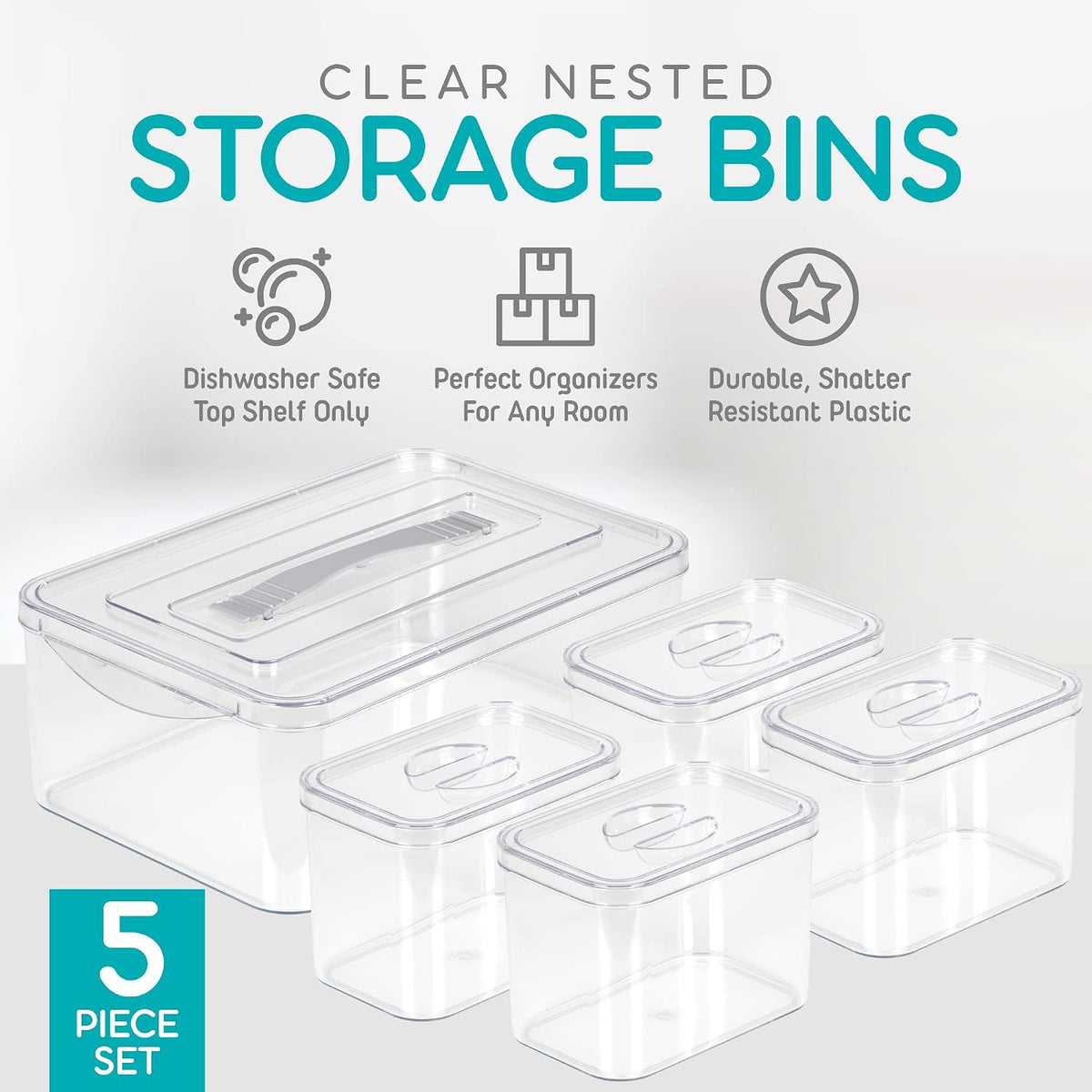Clear Organizer Bins with Lids – Stackable Storage Containers for Home Organization