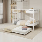 White Twin Metal Triple Bunk Bed with Removable Design