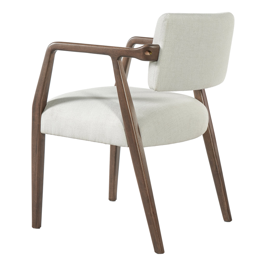 Mid-Century Rubber Wood Upholstered Dining Armchair (Set of 2)