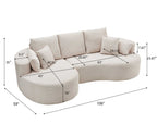 106 Inch 2-Piece Fabric Cloud Curved Sectional Corduroy Sofa