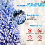 7FT Elegant Blue Gradient Flocked Christmas Tree