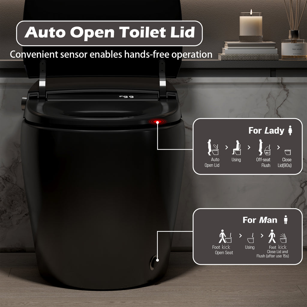 Smart Toilet with Built-In Bidet - ADA One-Piece Toilet (Black)