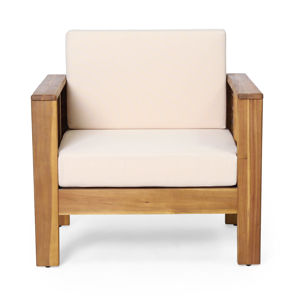 Outdoor Acacia Wood Club Chairs with Cushions