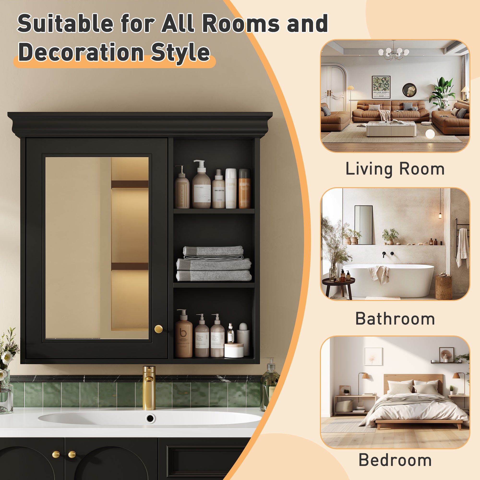 30'' x 28'' Bathroom Medicine Cabinet with Mirror