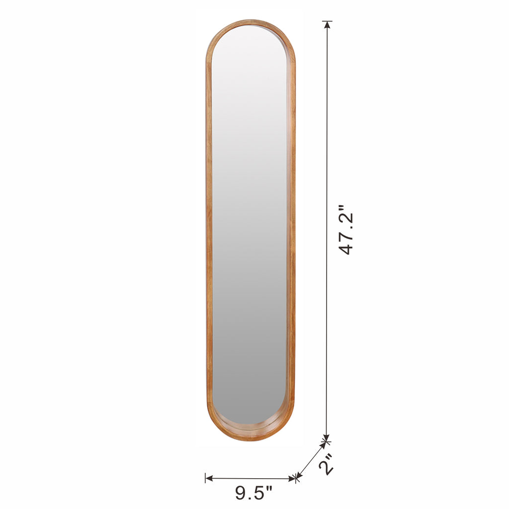 Decorative Rubber Frame Mirror with Elongated Oval Frame