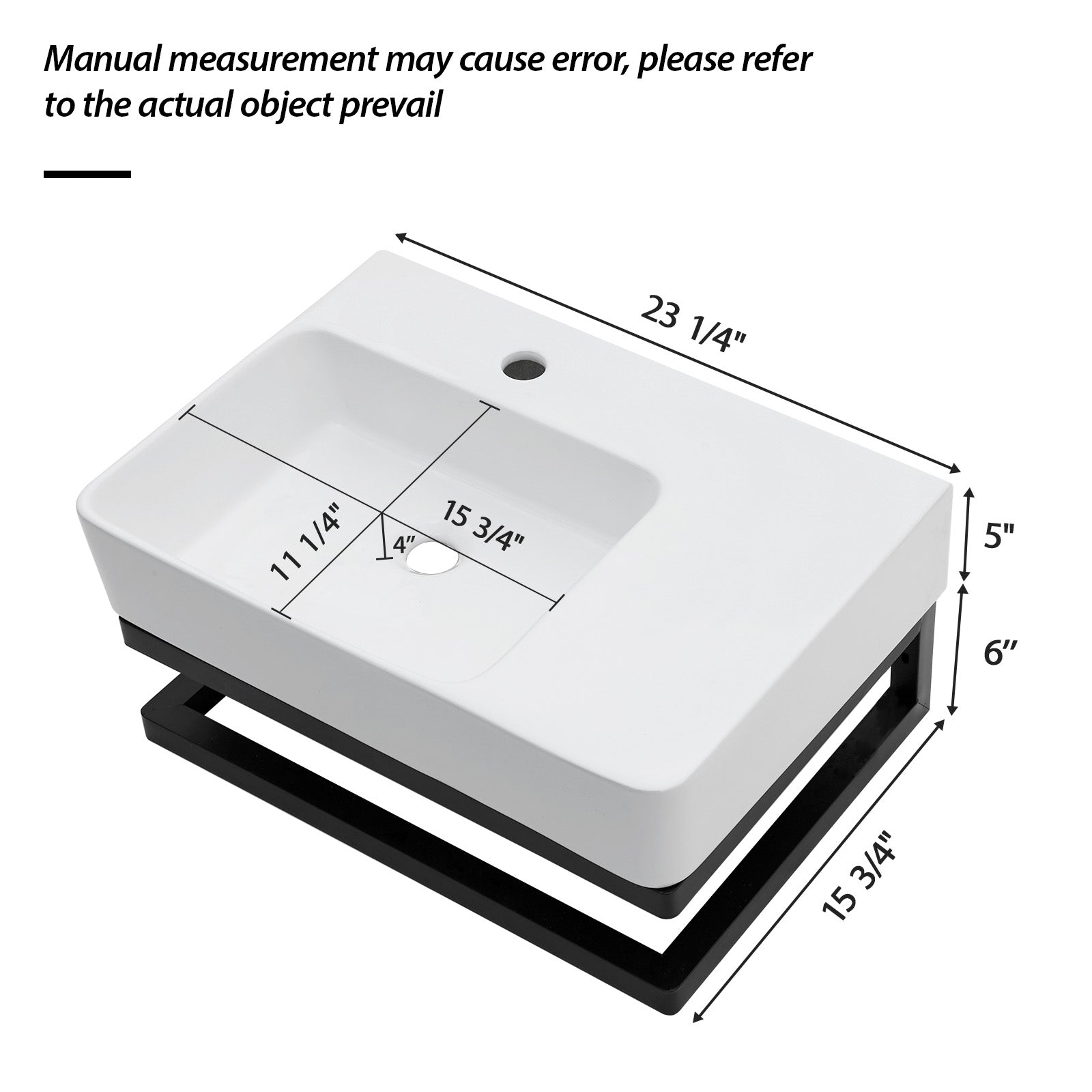 23.25"x15.75" Wall-Mounted Rectangular Ceramic Bathroom Sink