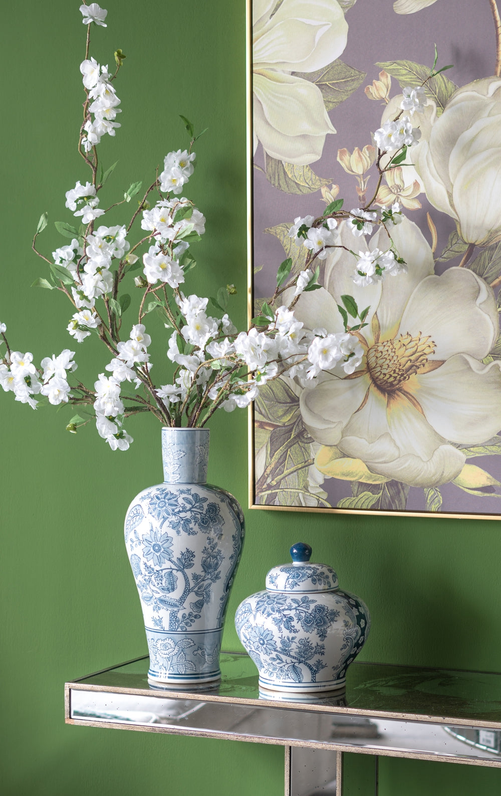 47" Rectangular Console Table with Elegant Floral Design