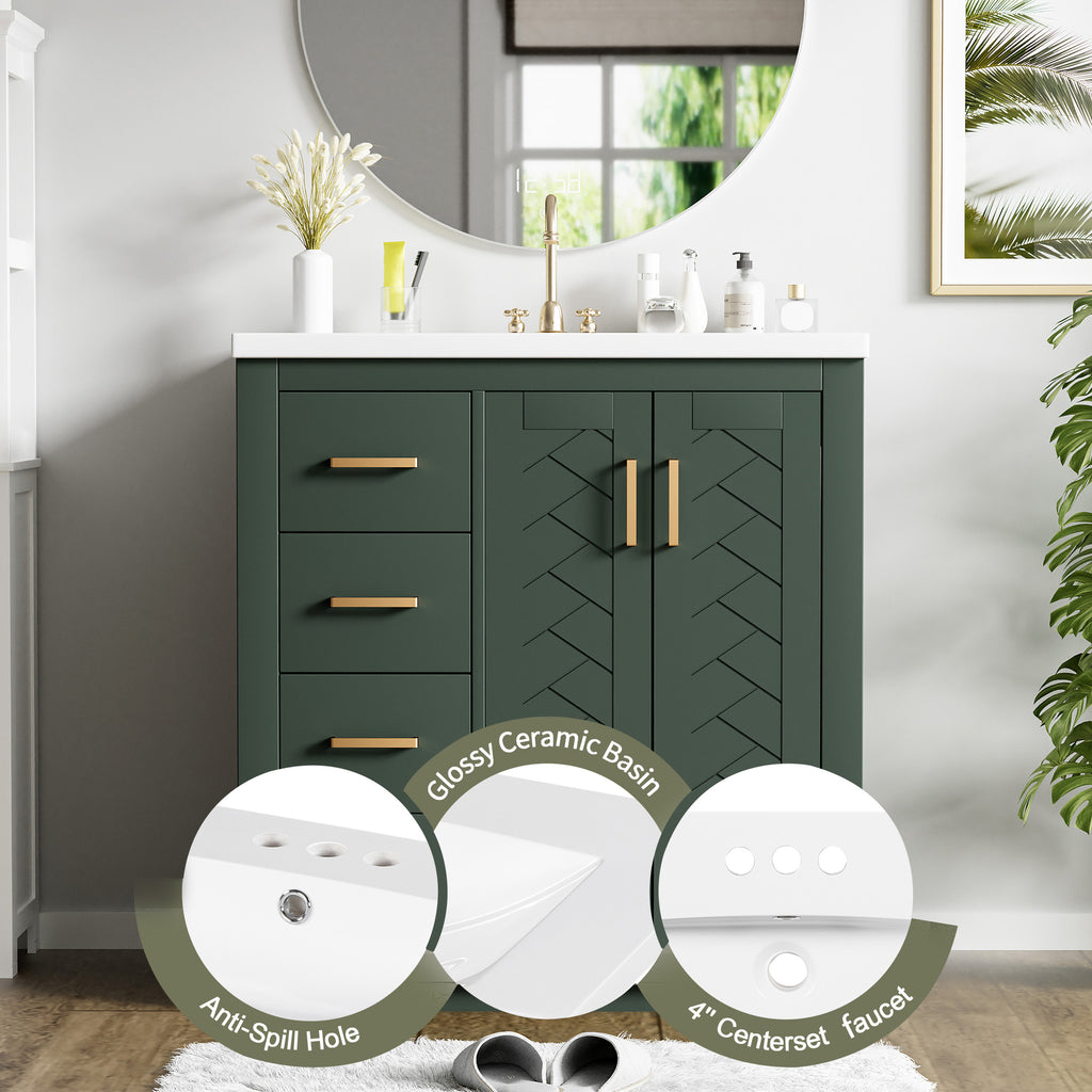 30'' Bathroom Vanity with Ceramic Sink Combo