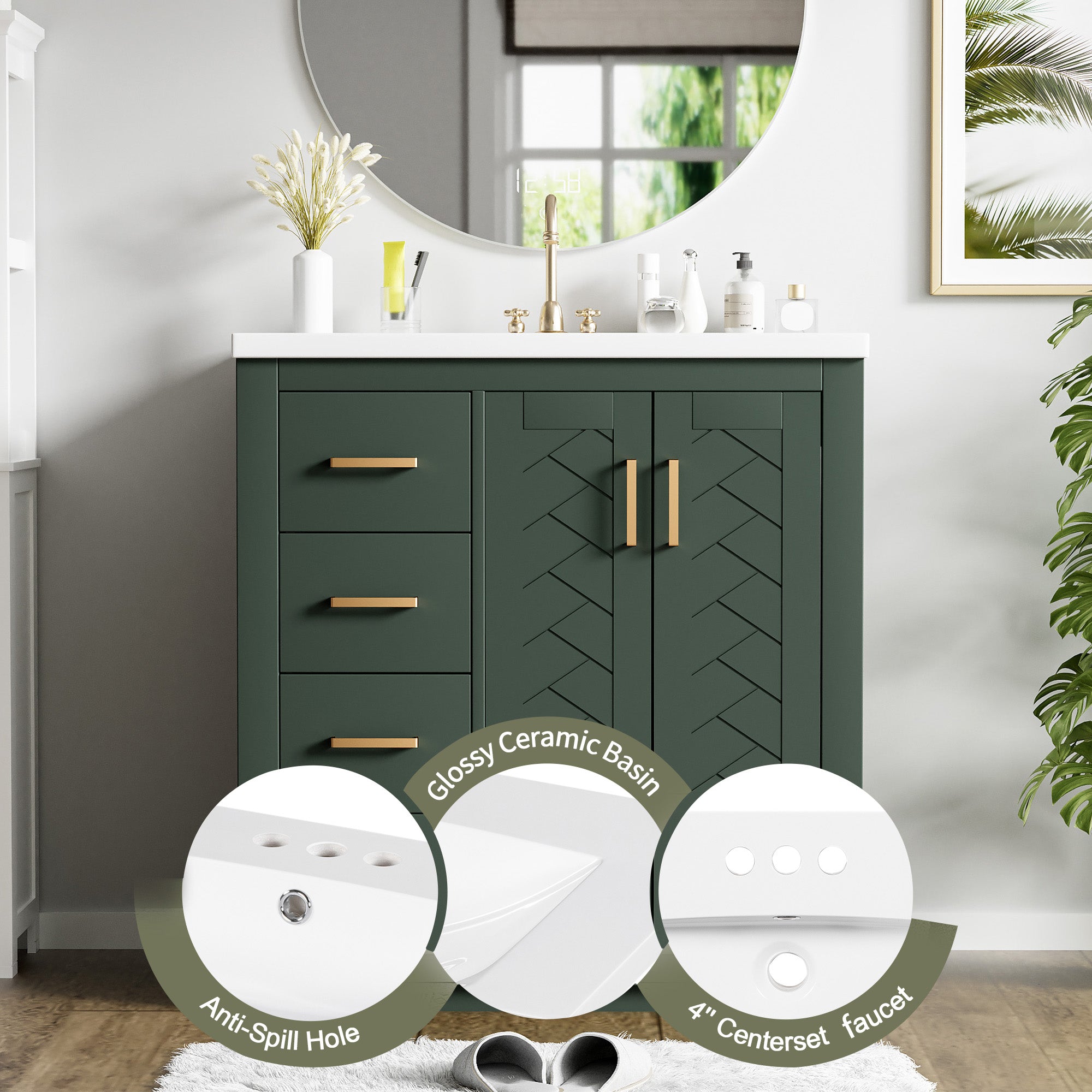 30'' Bathroom Vanity with Ceramic Sink Combo