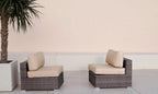 28" Wide Armless Outdoor Chairs with Cushions (Set of 2)