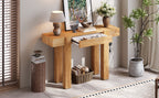 TREXM Rustic Minimalist Console Table with Hidden Drawer