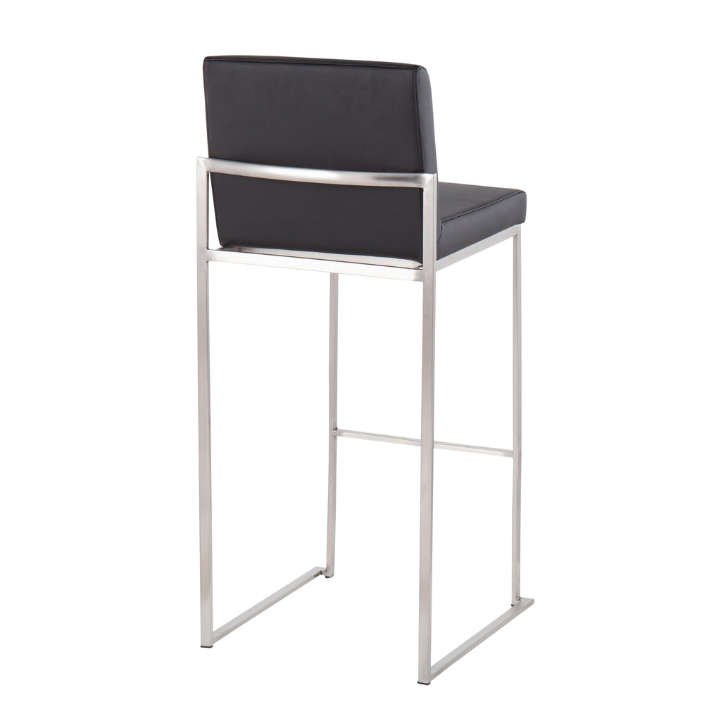 Contemporary High Back Barstool in Stainless Steel