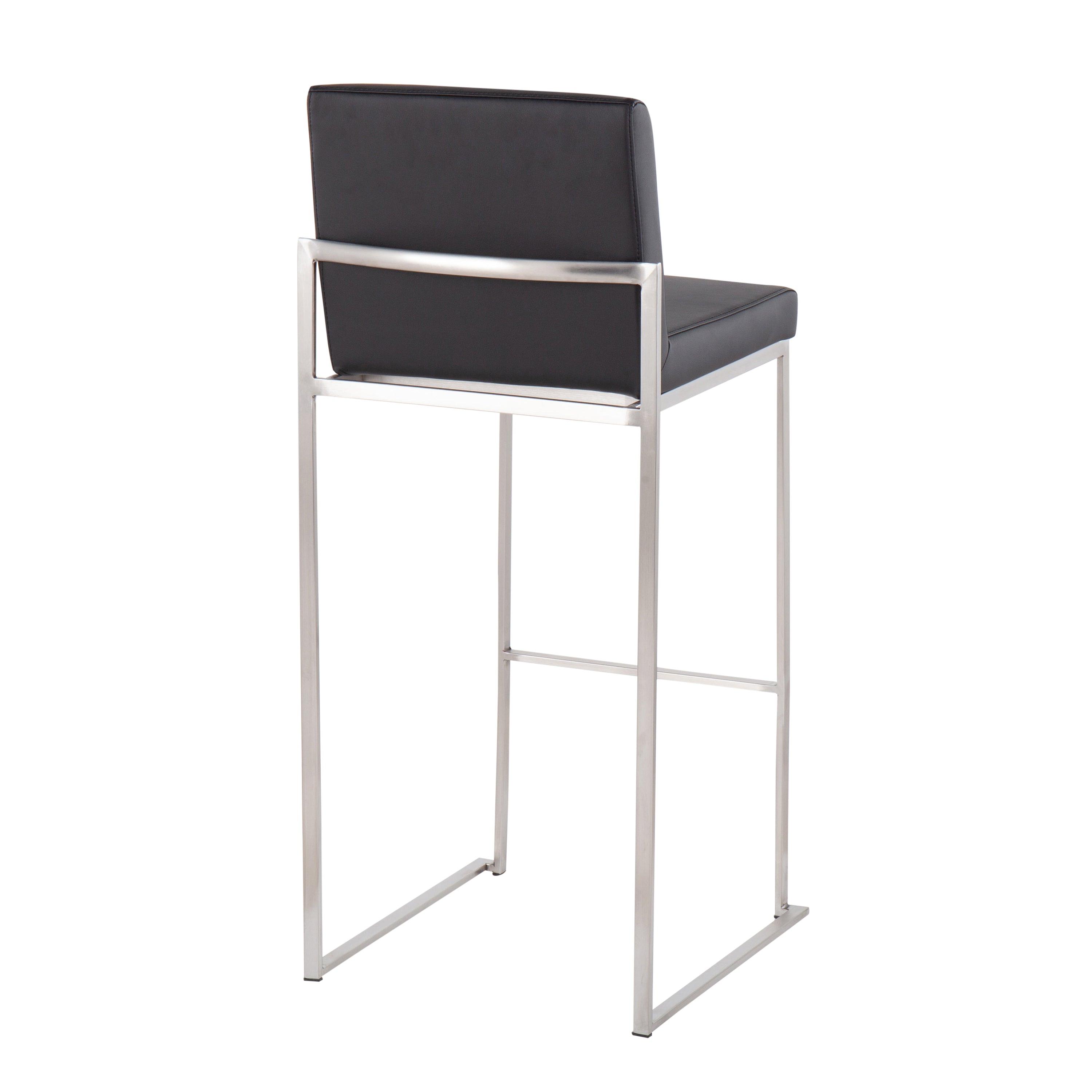 Contemporary High Back Barstool in Stainless Steel