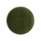 Edward 17.5" Round Upholstered Ottoman with Bullion Fringe, Olive