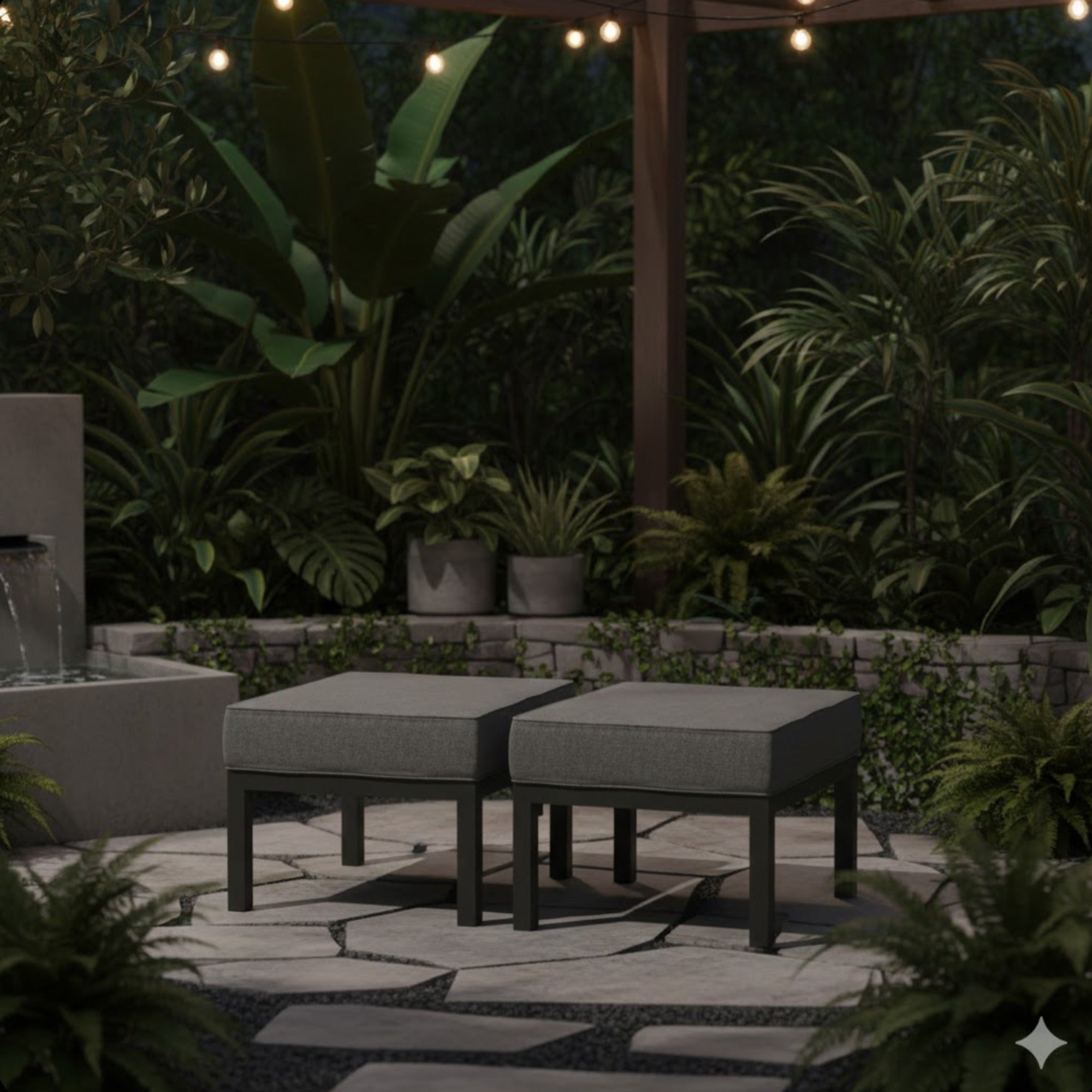 Set of 2 24" Aluminum Patio Ottomans
