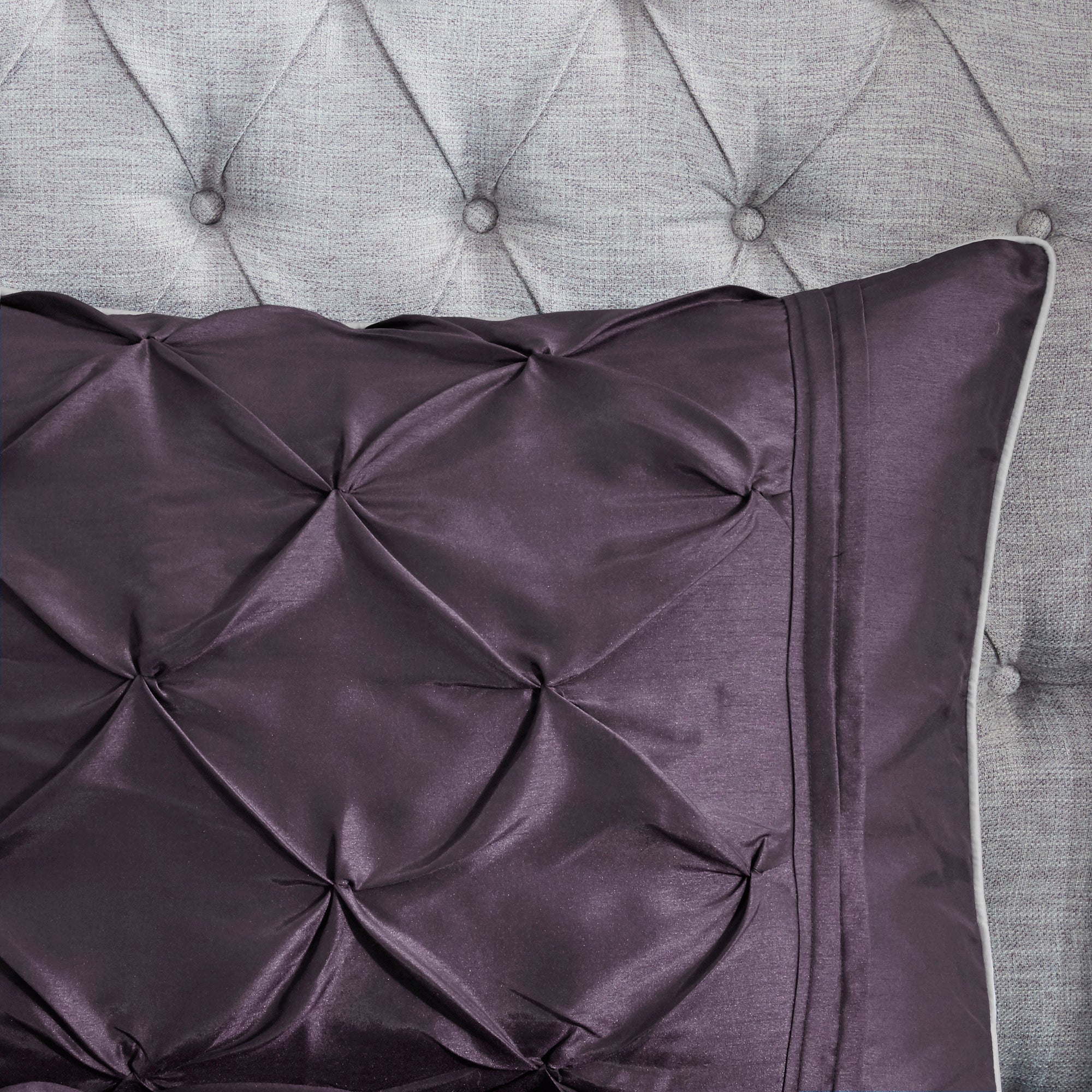 7-Piece Queen 100% Polyester Pieced Pleated Tufted Comforter Set