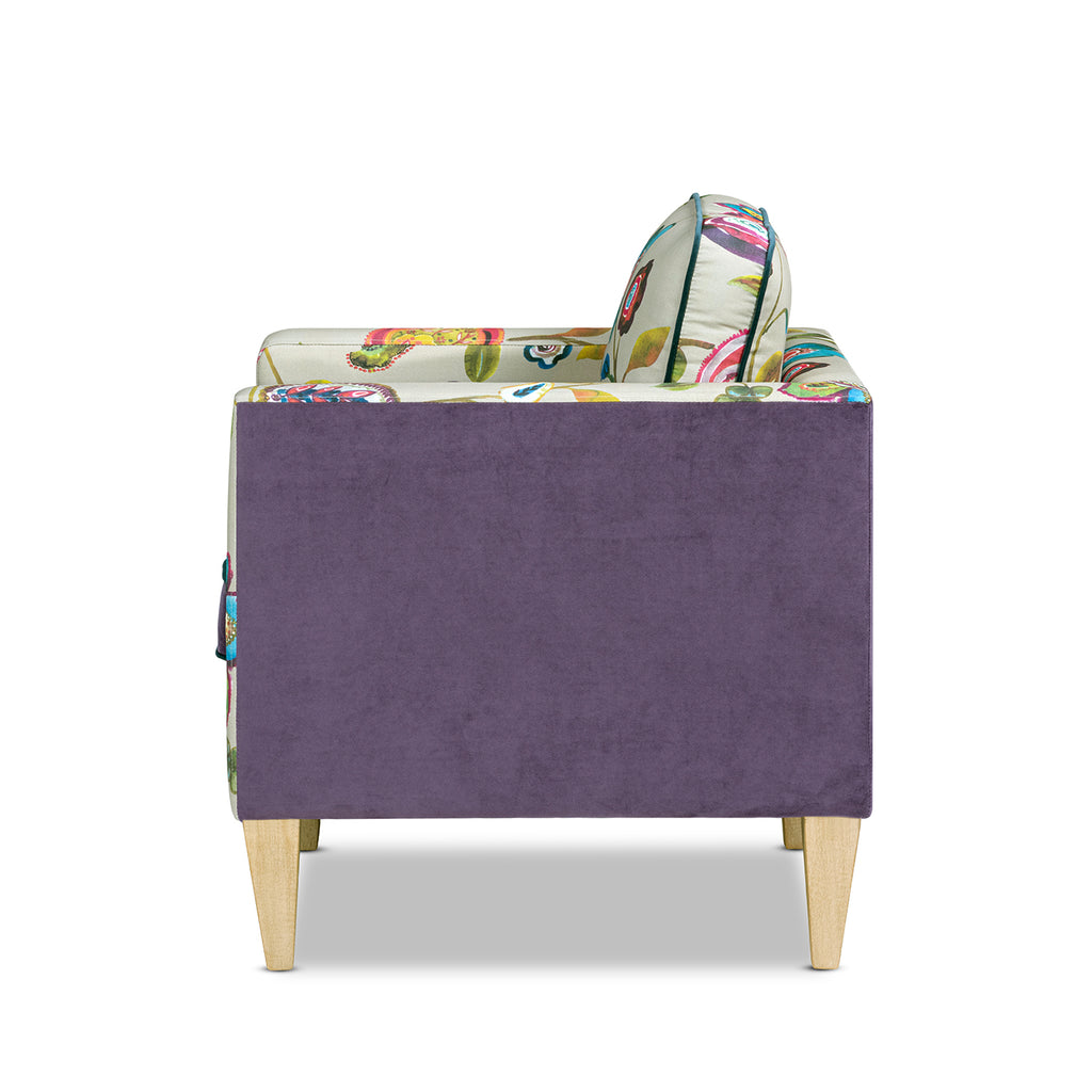 Mamba 28-Inch Patchwork Accent Chair, Teal and Purple Velvet