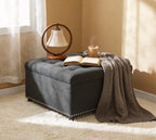 Tufted Storage Ottoman with Nailhead Trim